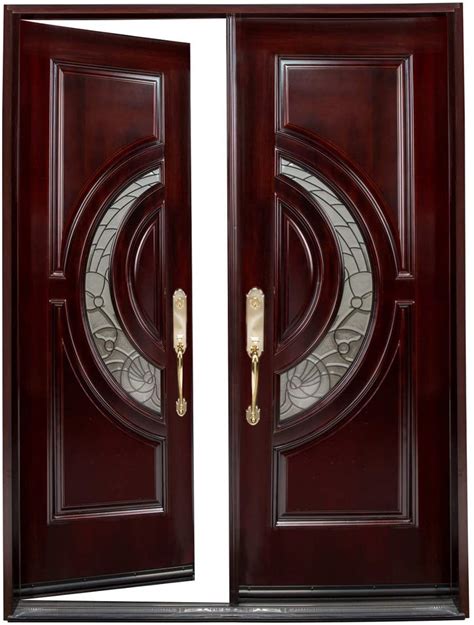 Mahogany Wood Prehung Front Door 30x30x96 With Crescent
