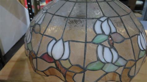 vintage tiffany style hanging stained glass lamp floral design oahu