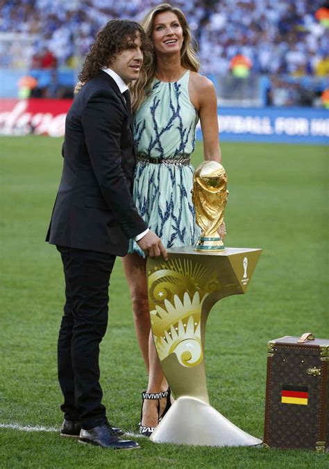 Gisele Bundchen Carles Puyol And World Cup Trophy Fifa