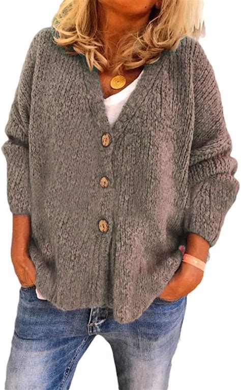frpe women v neck knit casual button down open front loose cardigan