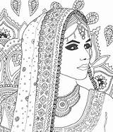 Coloring Pages Indian Women Mandala Painting Drawings Fantasy Color Wedding Drawing sketch template