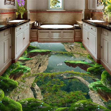 beibehang vinyl flooring waterproof custom  floor wallpaper forest valley vinyl flooring