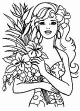 Barbie Coloring Pages Kids Printable Doll Princess Color Girls Print Girl Hawaii Clipart Dolls Sheet sketch template