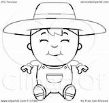 Farmer Cartoon Sitting Boy Clipart Outlined Coloring Vector Cory Thoman Royalty sketch template