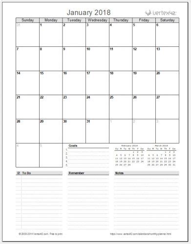 monthly planner printable template