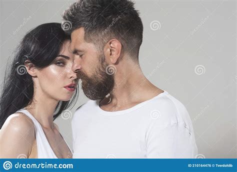 Couple In Tender Passion Closeup Each Other Of Lovely Pair True Love