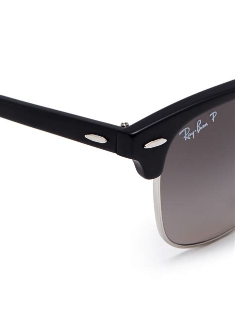 ray ban clubmaster folding browline sunglasses in black lyst