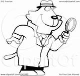 Detective Clipart Glass Magnifying Cat Cartoon Using Outlined Coloring Vector Cory Thoman Regarding Notes sketch template