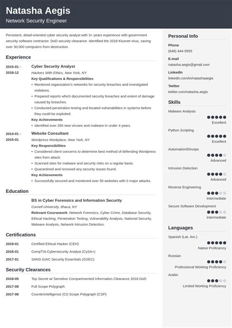 cyber security resume sample   entry level analysts