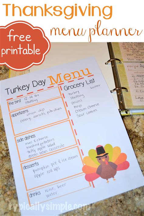 turkey day menu planner typically simple