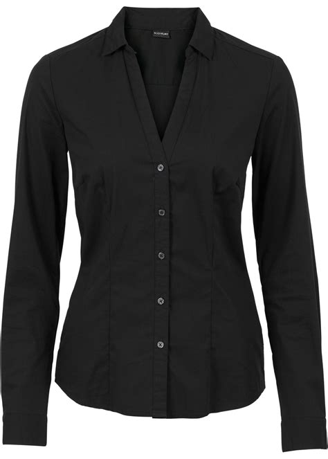 makkelijk te combineren stretch blouse met lange mouwen zwart