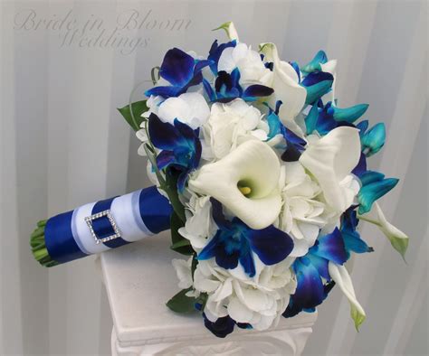 bride  bloom blue orchid bouquet