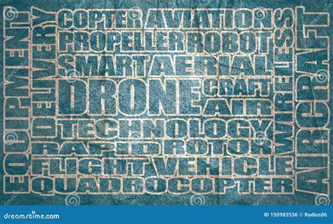 drone relative word cloud stock photo image  concept