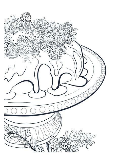 christmas cake coloring page coloring page dessert coloring etsy
