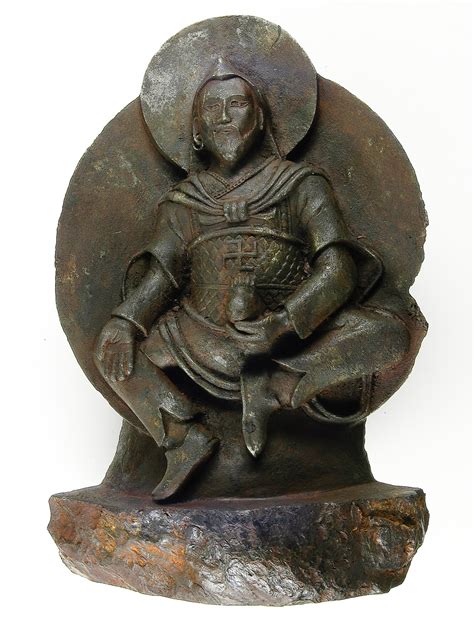 swastika bearing buddhist statue was chiseled from a meteorite