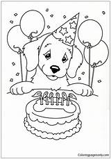 Birthday Happy Pages Puppy Coloring Color Kids Coloringpagesonly sketch template