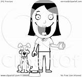 Feeding Dog Clipart Woman Happy Her Cartoon Coloring Thoman Cory Outlined Vector 2021 sketch template