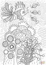 Coral Reef Coloring Paper Pages Template sketch template