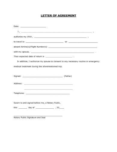 authorization letter   child  travel  examples format