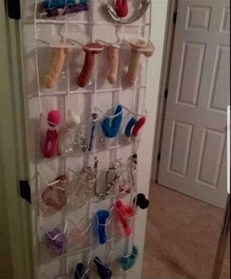 People Are Stunned By Womans Sex Toy Collection Hanging On Shoe Rack