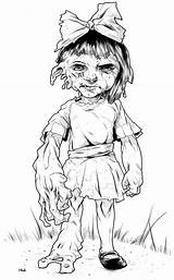 Coloring Zombie Pages Scary Creepy Adult Colouring Halloween Cartoon Dolls Kids Color Sheets Drawings Print Child Books Detailed Dope Children sketch template