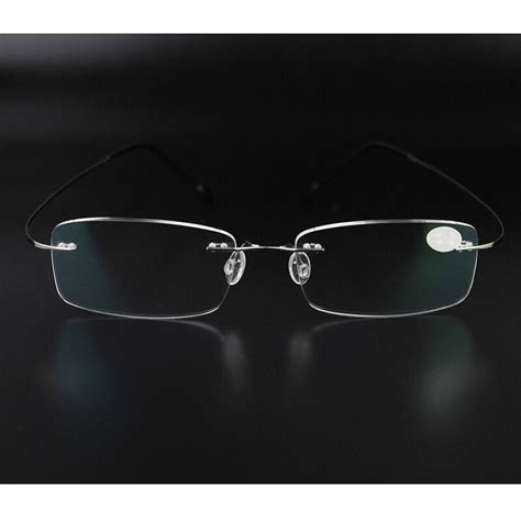 rimless glasses men rx optical eyeglasses memory titanium spectacles