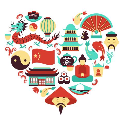 china symbols heart  vector art  vecteezy
