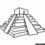 Coloring Pyramid Mayan Landmarks Pages Places Famous sketch template
