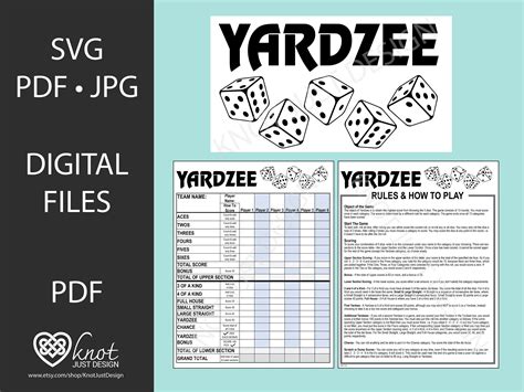 yardzee rules printable printable templates