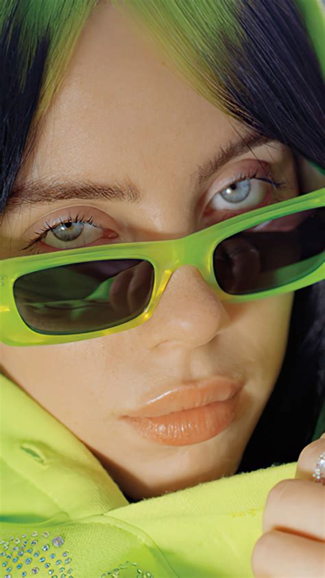 billie eilish hoodie green sunglasses  ultra hd mobile wallpaper