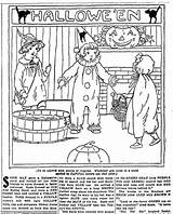 Halloween Coloring 1922 Party Scene Dolls Paper sketch template