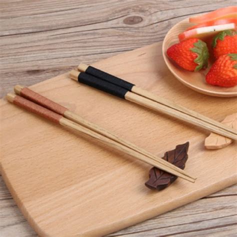 japanese style dark black wooden chopsticks natural handmade wood chopsticks set  pack