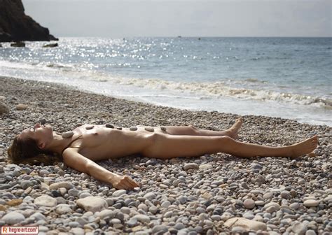 Slender Nude Erotic Model Marcelina Posing On The Beach By