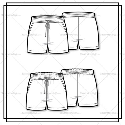 drawstring shorts flat template templates  fashion