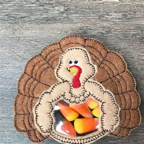 thanksgiving candy holder machine embroidery turkey candy etsy machine embroidery christmas