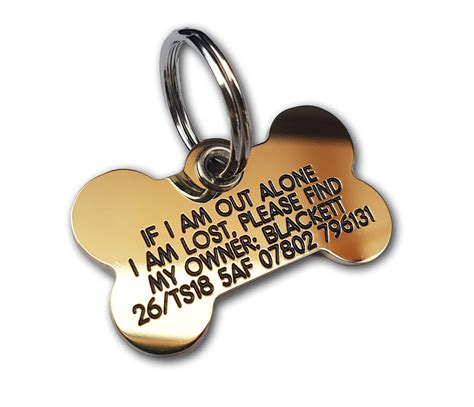 reinforced deeply engraved dog tag extra tough solid brass bone shape