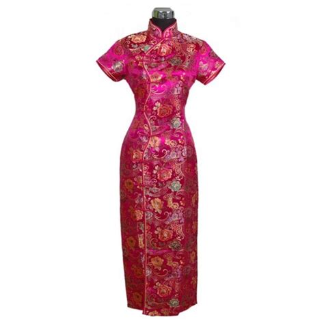 buy novelty hot pink chinese style wedding dress satin
