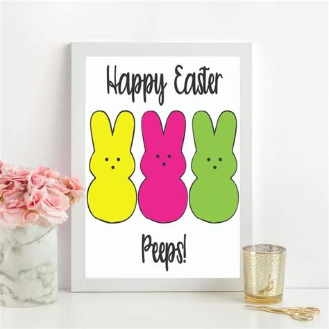Happy Easter Peeps Wall Art Printable Art Print Easter Etsy In 2020