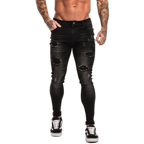 Gingtto Skinny Jeans For Men Black Jeans Distressed Stretch Slim Fit