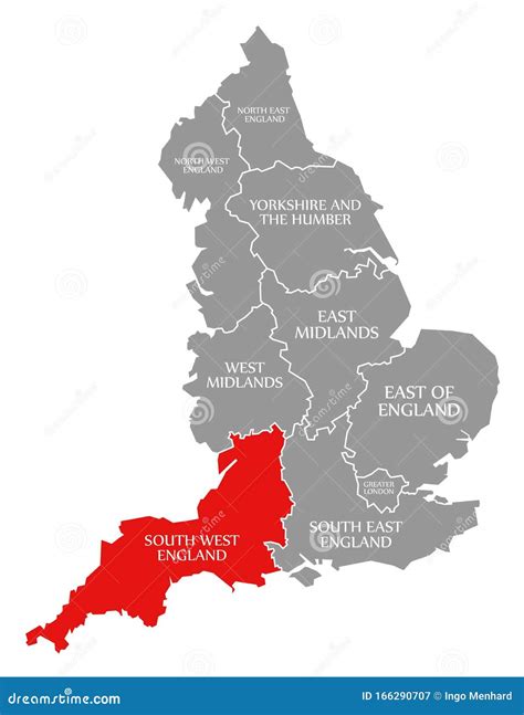 south west england red highlighted  map  england uk stock illustration illustration