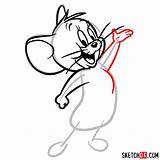 Jerry Mouse Draw Tom Step Sketchok Drawing Cartoon Easy Characters sketch template