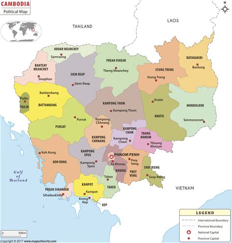 cambodia political wall map  maps  world mapsales