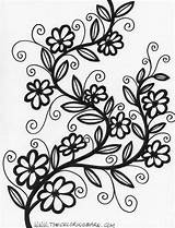 Coloring Pages Flower Vines Vine Flowers Printable Pattern Color Drawing Cute Kids Easy Patterns Floral Doodles Colouring Sheets Adults Adult sketch template