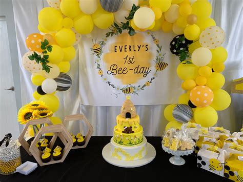 bee day party backdrop bumble bee birthday banner blushing drops