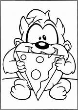 Coloring Devil Pages Tasmanian Pizza Baby Tasmania Looney Tunes Printable Cartoon Toons Color Toppings Sheets Hut Taz Kids Stencil Ranch sketch template