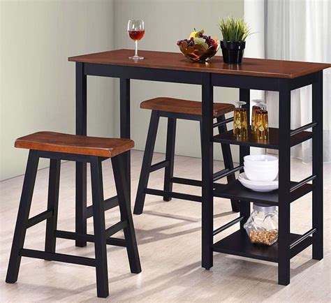 rustic bar breakfast table set dining kitchen shelves pcs  stools