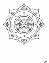 Dharma Budismo Rueda Tattoos Symbols Tatuajes Buddhism Ruota Karma Acupuntura sketch template