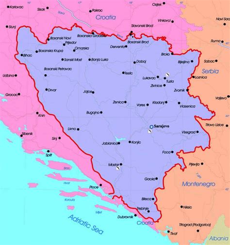 politische karte bosnien bosnien und herzegowina politische karte