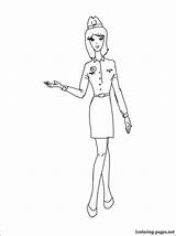 Flight Coloring Pages Attendant Getcolorings Color sketch template
