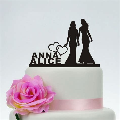 personalized wedding gay cake topper same sex wedding two bride wedding